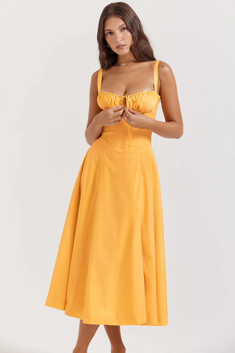 Women's Summer Floral Print Dresses Sweet Elegant Midi Holiday Dress Casual Slit Blue Lace Up Dresses 2023