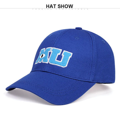 Fashion Men Baseball Cap Monsters University MU Letters Embroidery Caps Blue Hat Sun Hats Snapback Hats