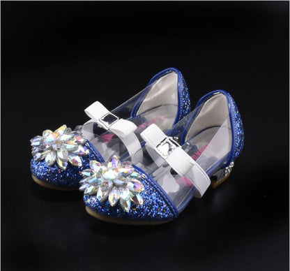 Fashion Cinderella Crystal Bright Diamond Shoes Girl Princess Single Shoes Girl Performance High Heels Shoes
