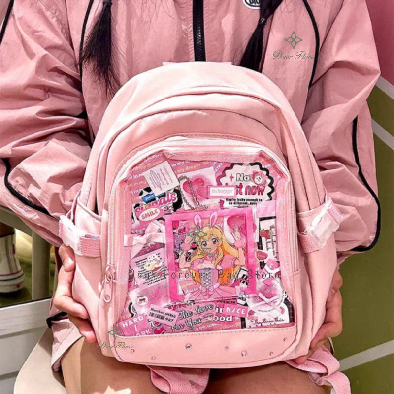 Cute Mini Backpack Women Kawaii Ita Bag Sweet Girl Transparent Rucksack DIY Personality Display Knapsack Lolita Shoulder Bag