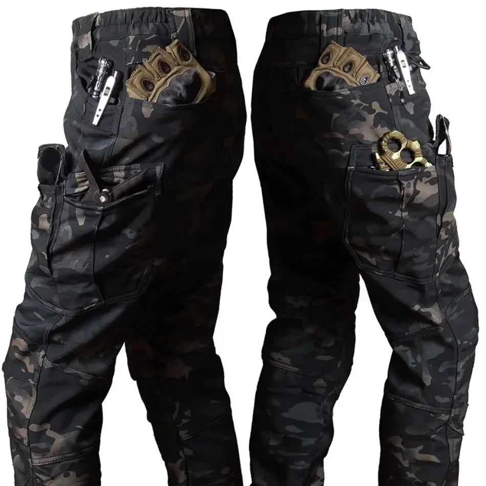 Winter Tactical Pants Men Shark Skin Soft Shell Cargo Trousers Outdoor Multi-pocket Windproof Waterproof Combat Pant S-4XL
