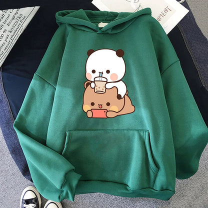 Print Women Hoodie Kawaii Female Sweatshirt Harajuku Loose Long Sleeve Plus Size Clothes Tops