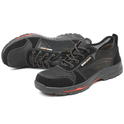 Summer Black Safety Shoes with Steel Toe Lightweight Mesh Ventilation  Puncture-proof Durable Impact-resistant Cool Comfortable