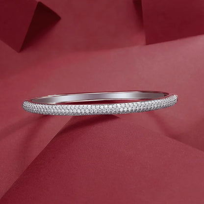 1.5mm 2.3CT All Moissanite Bangle for Women Luxury Quality Jewelry S925 Sterling Silver Bracelets Birthday Christmas Gift