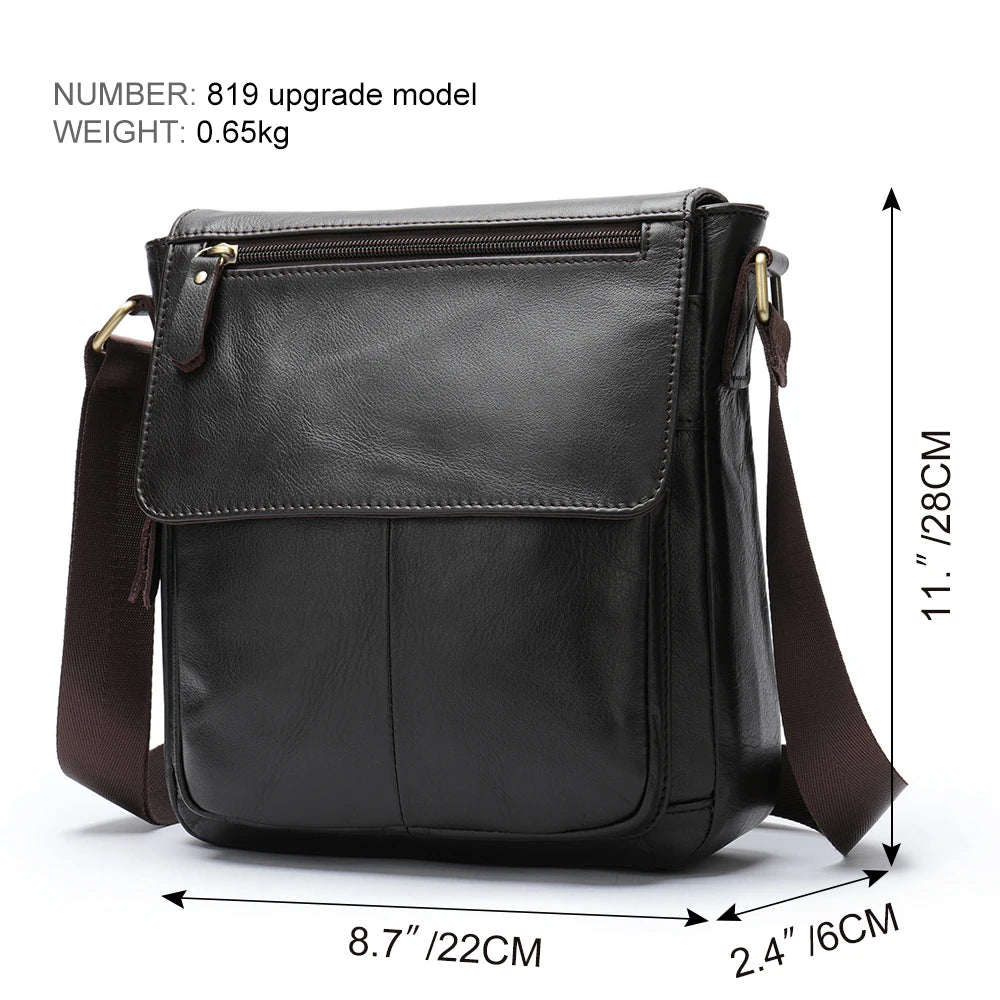 Men's Bags Genuine Leather Messenger Bag Crossbody Shoulder Bags For Male Casual Handbag Men Sling Pack For Work Business