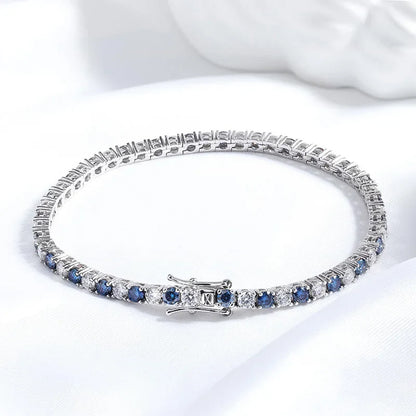 Certified 3/4/5mm Full Moissanite Diamond Tennis Bracelets for Women Man Colorful Gem Sparkling 925 Sterling Silver Chain
