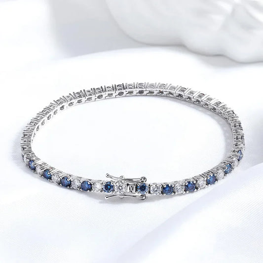 Certified 3/4/5mm Full Moissanite Diamond Tennis Bracelets for Women Man Colorful Gem Sparkling 925 Sterling Silver Chain