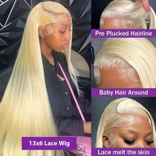 Straight Human Hair Wigs 613 Blonde 13X6 Hd Lace Frontal Wig 220 Density 13X4 Lace Front Wigs Human Hair 38 Inch Pre Plucked Wig