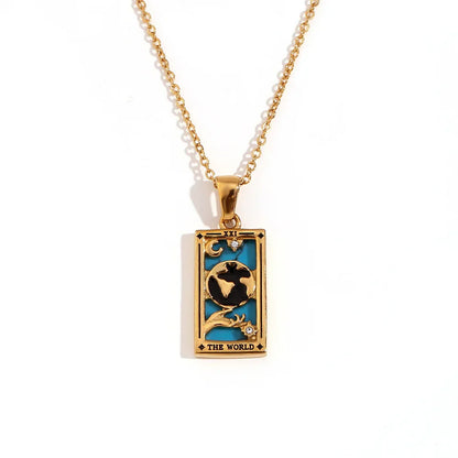 Original New Tarot Queen Lover Magician Moon Necklace Tarnish Free Stainless Steel Jewelry 18K Gold Plated Decoration