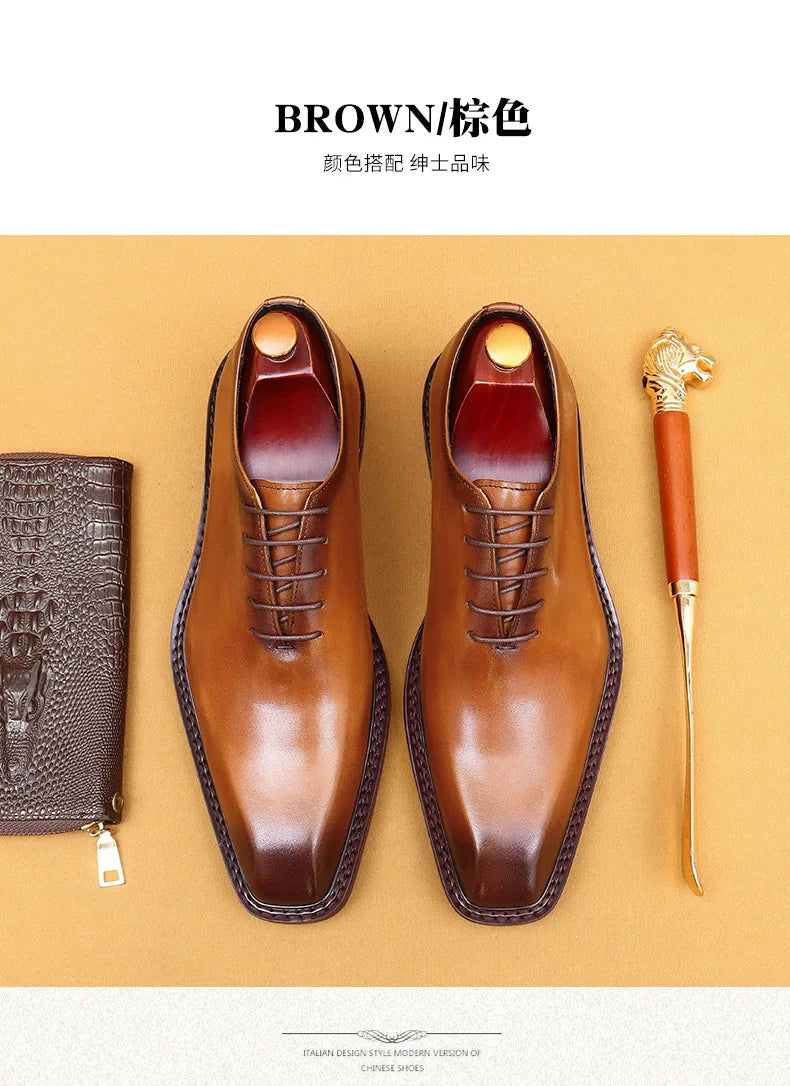 Luxury Brand Mens Oxford Leather Shoes Black Brown Handmade Lace Up Pointed Toe Dress Shoes Wedding Office Business Formal Shoes