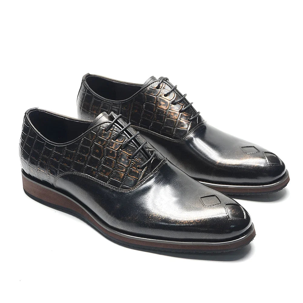 Classic Italian Casual Business Men's Oxford Formal Shoes Genuine Leather Black Handmade Comfortable Sole Lace-up Man Sneakers
