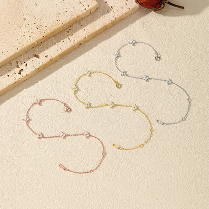 925 Sterling Silver Trendy Exquisite Four-Leaf Clover Clear CZ Charms Bracelet For Women Fine Jewelry Accessories