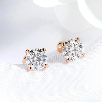 0.5CT 1CT 2CT Certified Moissanite Stud Earrings for Women Sparkling D Color Lab Diamond 100% 925 Sterling Silver Jewelry