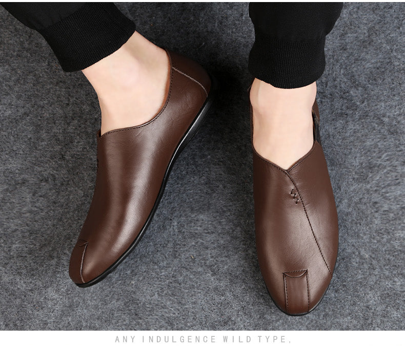 Genuine Leather Men Casual Shoes Luxury Brand Soft Mens Loafers Breathable Moccasins Slip on Lazy Driving Shoes Plus Size 38-47