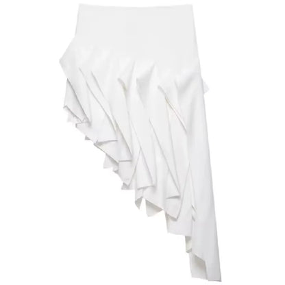 Irregular Hem Skirt Women's New Style Asymmetric mid Waist Skirt Simple Mysterious Personaliti Slimming Style