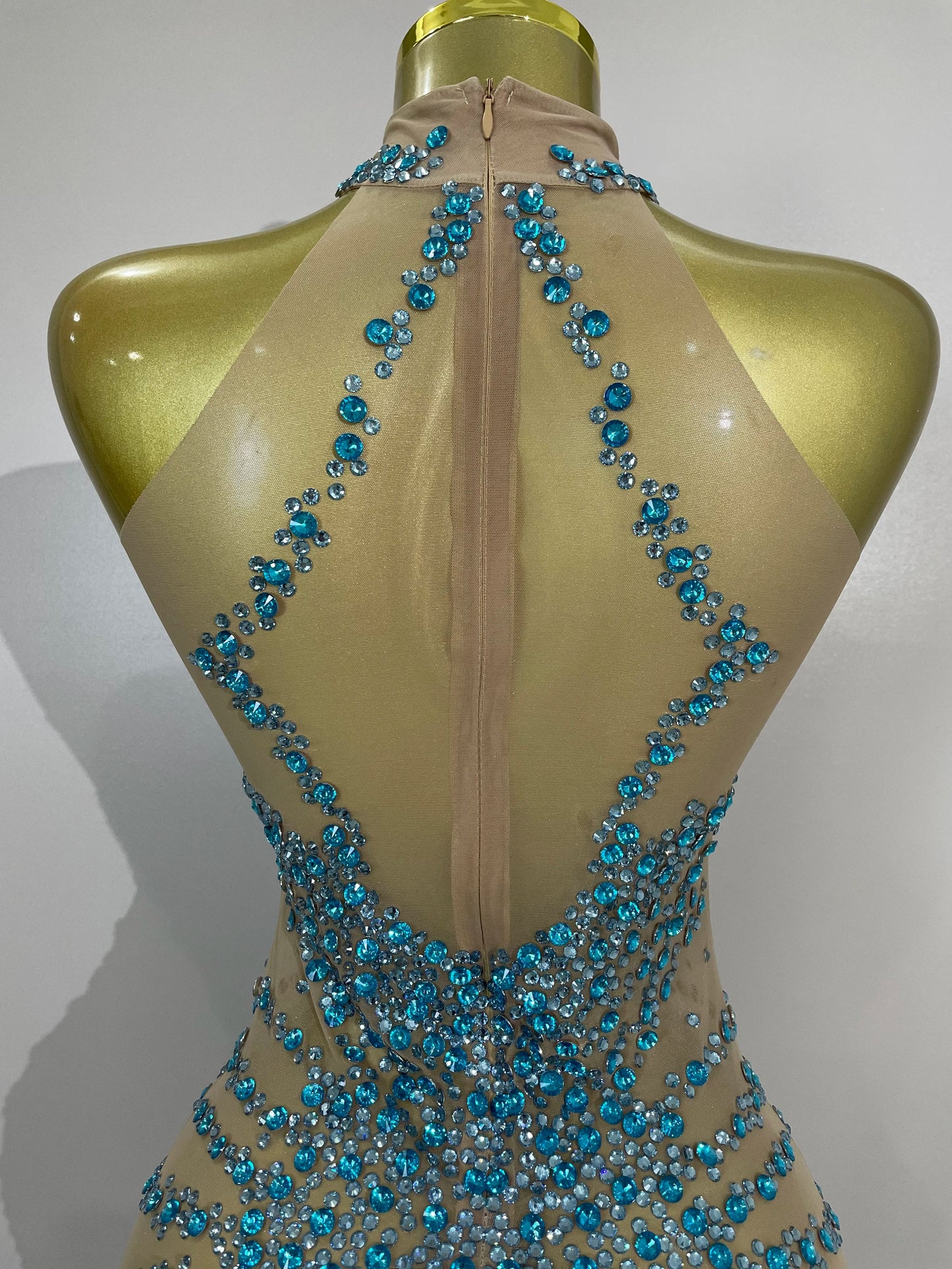 Rhinestones Sexy Mesh See Through Dress Party Evening Prom Celebrate Birthday Dress Singer Dancer Show Stage Wear