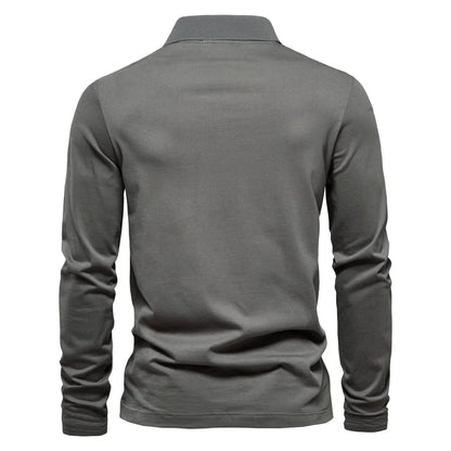 Brand Long Sleeve Men's Polo Shirts 100% Cotton Solid Color Casual Polo Shirts for Men New Sping Autumn Basic Polos Men