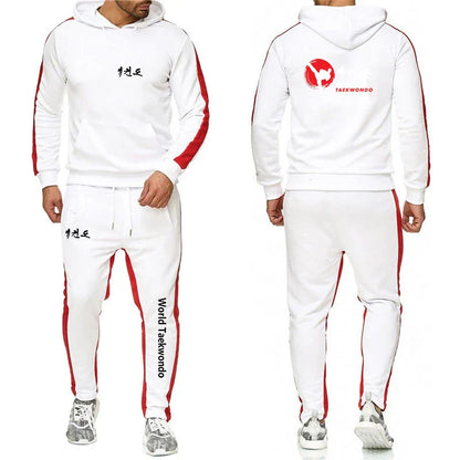 2025 WTF World Taekwondo Federation Men's New Solid Color Sweatshirt Set Casual Long-sleeved Hoodies +Sport Long Pants Suit