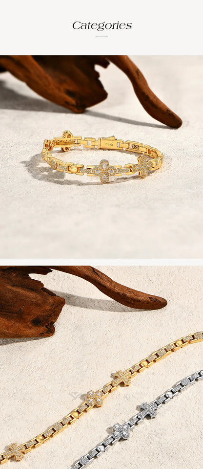 DVVS1 Moissanite Bracelet 925 Silver Bracelets Original Certified Women's Chain For Wedding Engagement  Luxury Jewelry