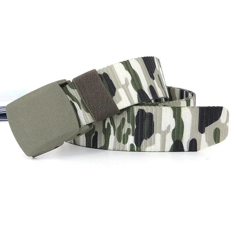 3.8X110cm High Quality Automatic Buckle Nylon Men Belt Outdoor Hunting Multifunctional Tactical Canvas Camouflage Belt for Women