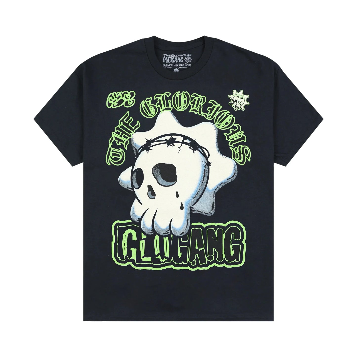 Glogang Men's Trendy Short-Sleeve T-Shirt Fashionable Street Style Harajuku Style Y2K Crew Neck Short-Sleeve Pure Cotton T-Shirt