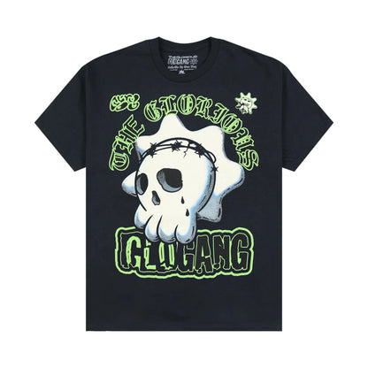 Glogang Men's Trendy Short-Sleeve T-Shirt Fashionable Street Style Harajuku Style Y2K Crew Neck Short-Sleeve Pure Cotton T-Shirt