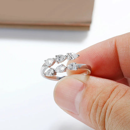 Test Passed 3*4MM Moissanite Rings for Women Lab Diamond Wedding Band 925 Sterling Silver Female Crown Single Tail Ring