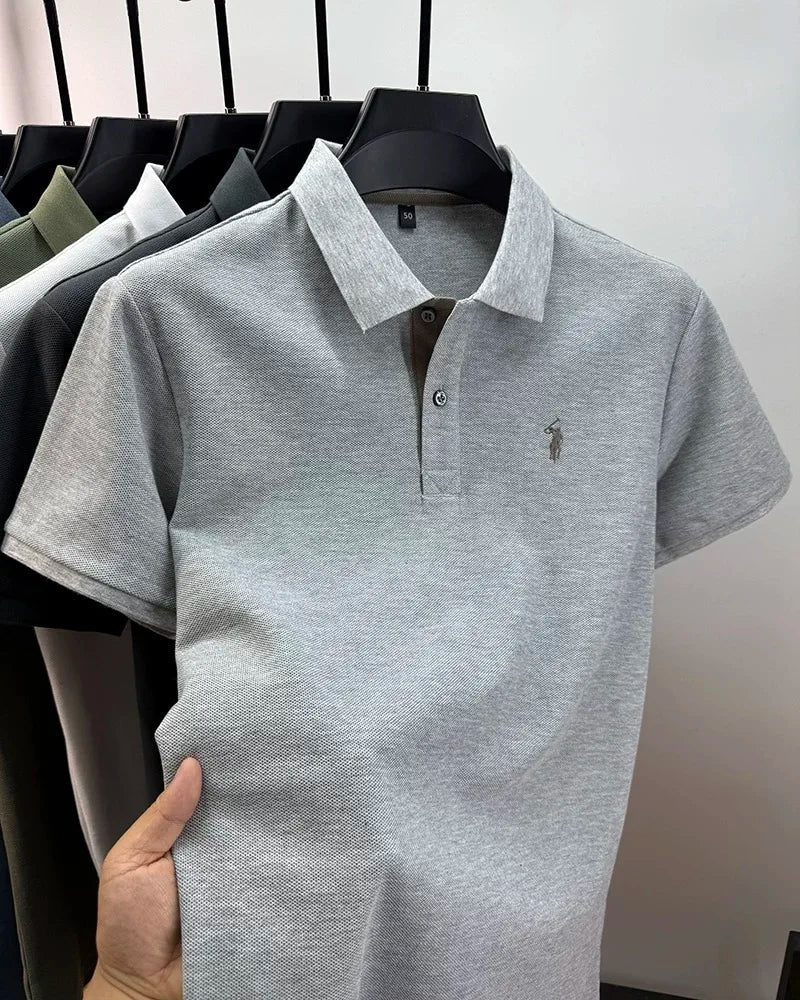 100% pure cotton high-end brand men's short sleeve polo shirt summer fashion customization horse embroidery classic Paul T-shirt
