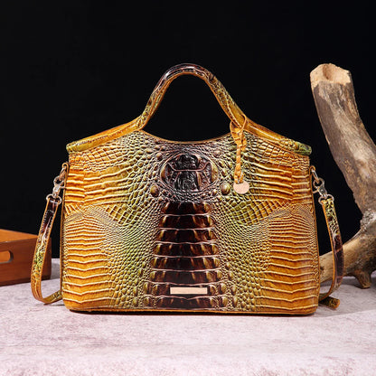 crocodile pattern colorful solid color high-end retro women's handbag