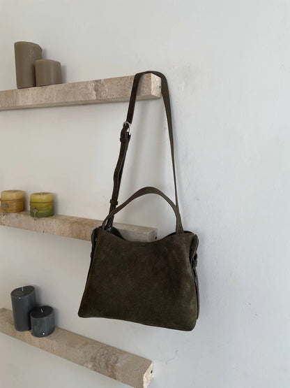 Suede Cowhide fashion ladeis shoulder cross brown bags luxury designer women coffe handbags angola red