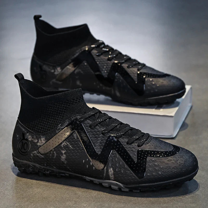 Adult Professional FG/TF Soccer Shoes Non-Slip Long Spike Football Boots Young Kids High Ankle Cleats Grass Soccer Sneakers ﻿