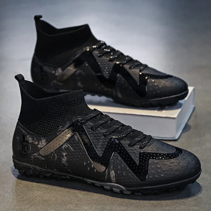 Adult Professional FG/TF Soccer Shoes Non-Slip Long Spike Football Boots Young Kids High Ankle Cleats Grass Soccer Sneakers ﻿