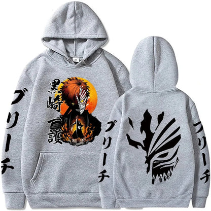 Japan Anime Cartoon Manga Peripherals Hoodies Bleach Print Pullovers Long Sleeve Harajuku Fashion Fleece Warm Casual Sweatshirt