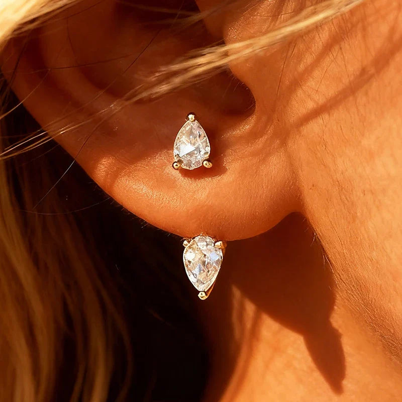 2 Stone Pear Cut Moissanite Stud Earrings for Women S925 Silver 2cttw All Lab Diamond Earring Pierced Ear Fine Jewelry Gift
