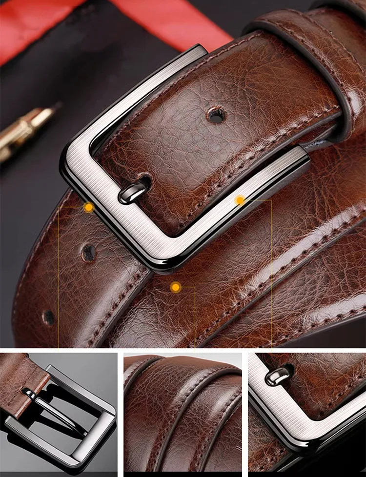 High-quality genuine leather men's belt with buckle, casual and business belt, masculine design, fashion novelty 2