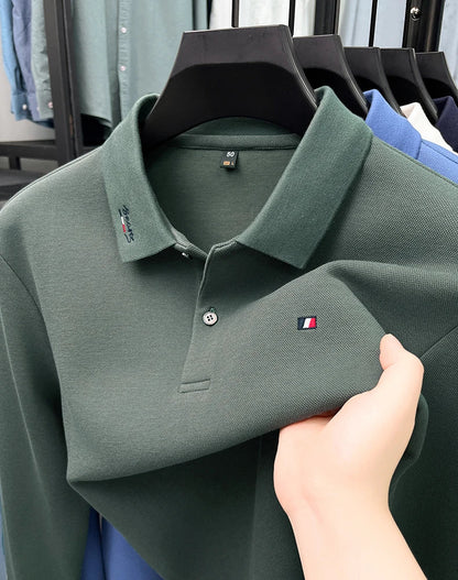 High end embroidery craft polo shirt long sleeved brand autumn Men's Wear comfortable breathable cotton casual business T-shirt