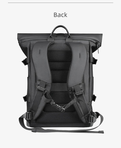 Waterproof Roll-Top Backpack for Men Large Capacity Expandable 17 Inch Laptop Bag Leisure Travel Backpack Hiking Camping Bags