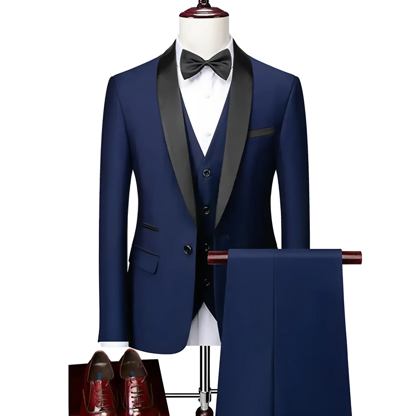 High-end Brand Formal Business Mens Suit Three-piece Groom Wedding Dress Solid Color Suit