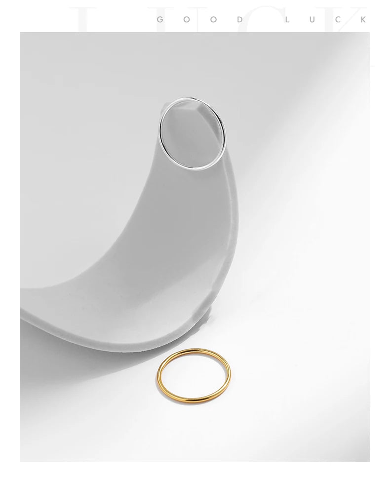 925 Sterling Silver Minimalist Thin Stackable Fashion Rings Classic Gold Color Fine Jewelry For Women Girl Party Gifts