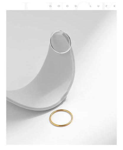 925 Sterling Silver Minimalist Thin Stackable Fashion Rings Classic Gold Color Fine Jewelry For Women Girl Party Gifts