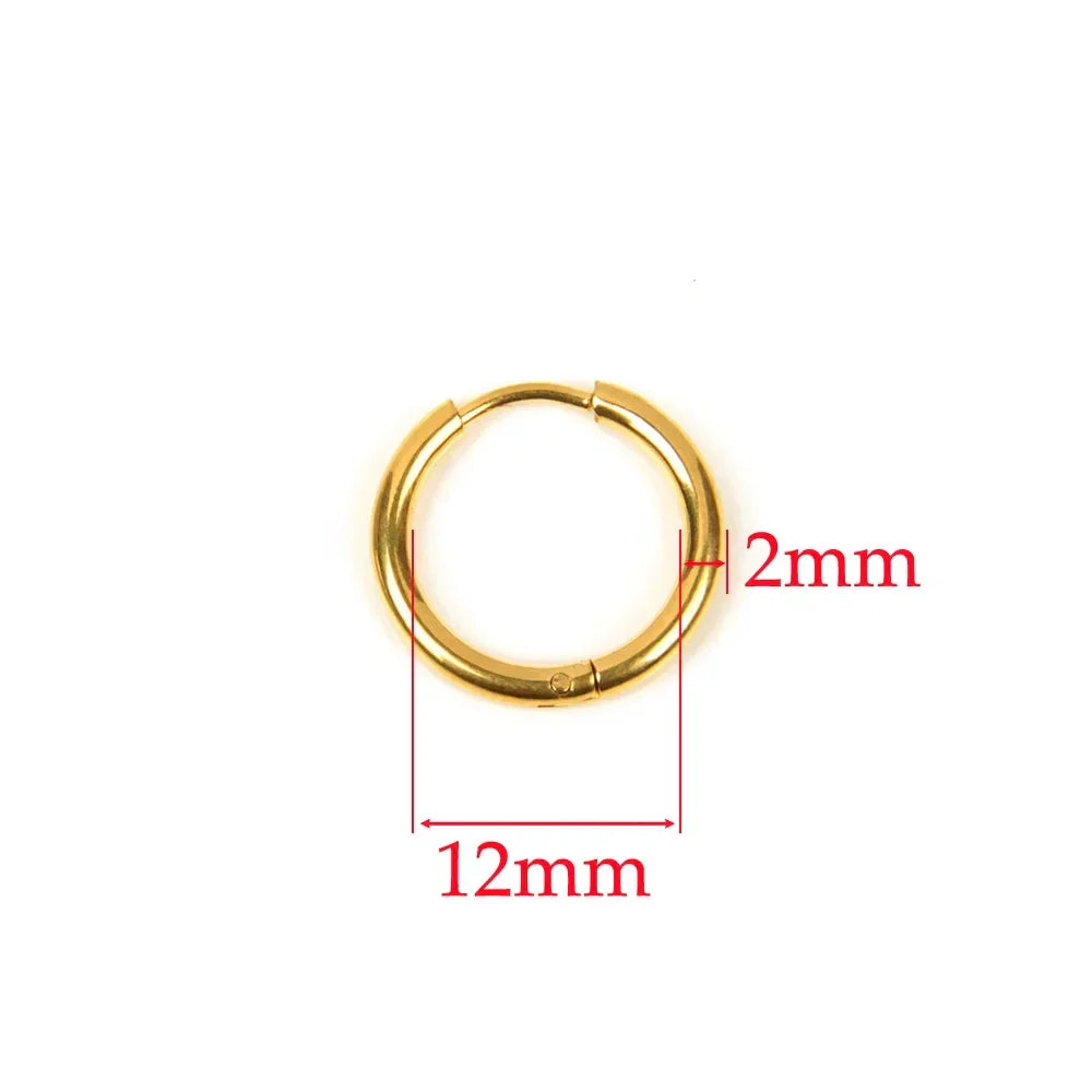 10pcs 316L Stainless Steel Hoop Earrings Women Men Punk Hiphop Circular Ear Buckle Ring Jewelry Gold Color Accessories Wholesale