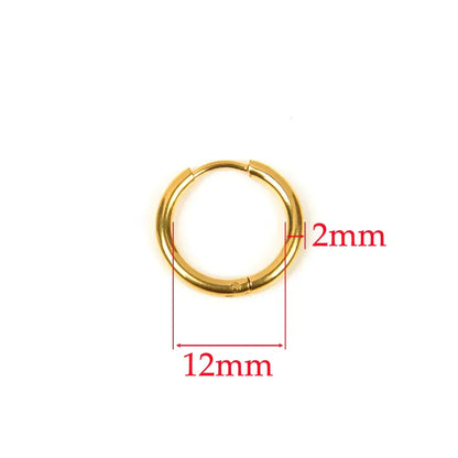 10pcs 316L Stainless Steel Hoop Earrings Women Men Punk Hiphop Circular Ear Buckle Ring Jewelry Gold Color Accessories Wholesale