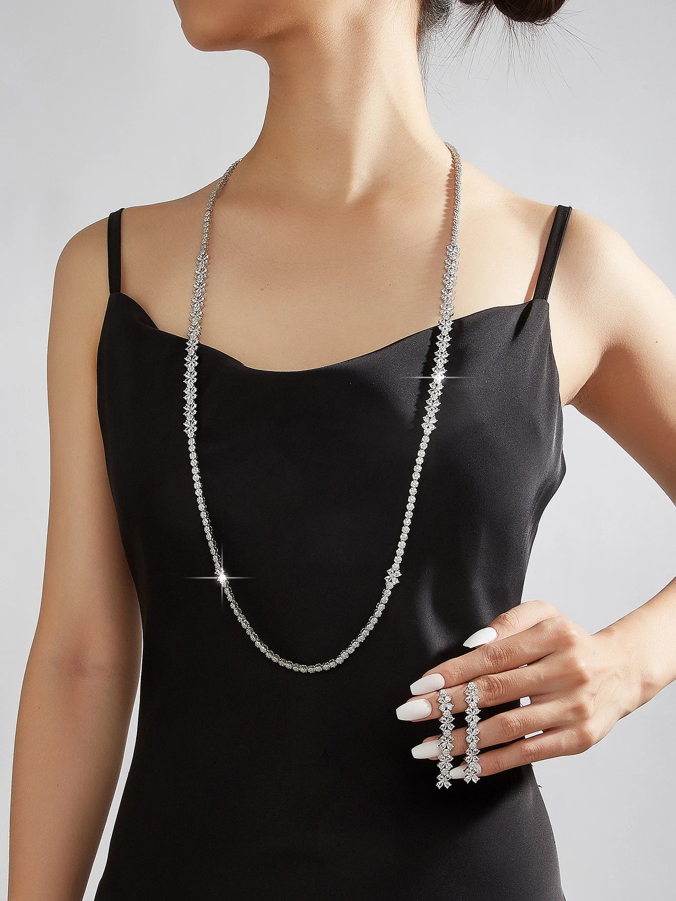 Sweater Long Necklace Earring Jewelry Sets For Women Wedding Party Zircon CZ African Dubai Bridal Jewelry 2024