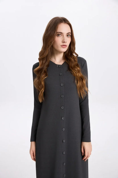 Maxi dress woman fashion V neck comfortable button dress