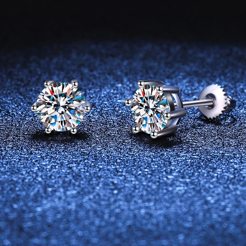 Screw Thread 1-4CT Moissanite Earring Studs for Women Men  Solitaire Ear Stud 100% S925 Solid Silver White Gold Plated