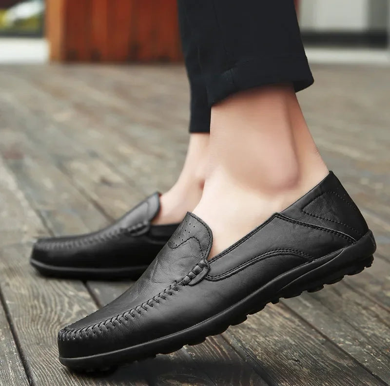 Genuine Leather Men Casual Shoes Luxury Brand Formal Men Loafers Moccasins Italian Breathable Slip on Male Boat Shoes Size 37-47