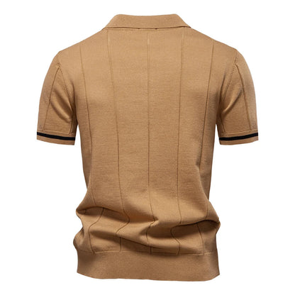 Men's Solid Color Sport Zipper Polo Shirt Athletic Social Polo Shirts for Men Office Slim Fit Polo