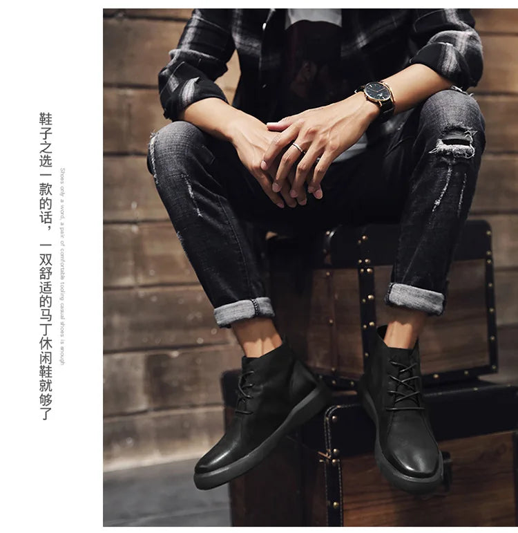 Men's Chelsea Cotton Boots Winter Men's Genuine Leather Shoes High Top Men Plush Sapato Social Masculino Zapatos Para Hombres