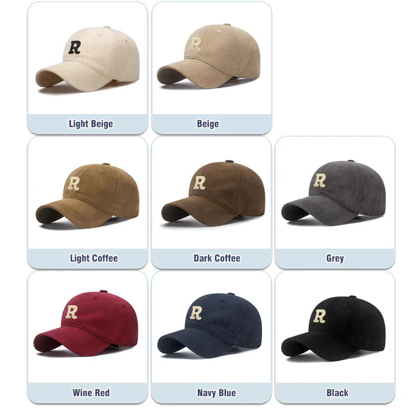 New Unisex Korean Version Big Head Circumference Three-Dimensional R Letter Cotton Thorn 3Dimensional Embroidered Baseball Cap