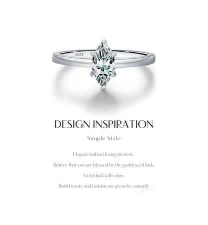D Color Marquise Cut Rhombic Moissanite 925 Sterling Silver Luxury  Band Rings For Women Wedding Fine Jewelry Gifts